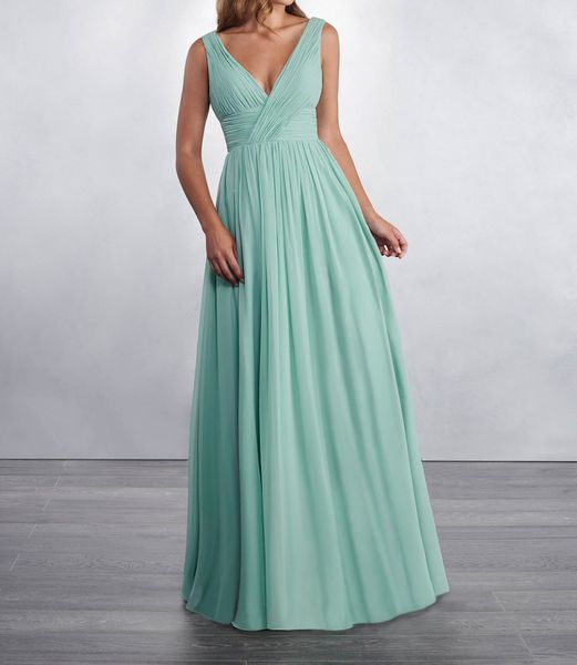 

mint chiffon bridesmaid dresses long v-neck and v-back party dresses, White;pink