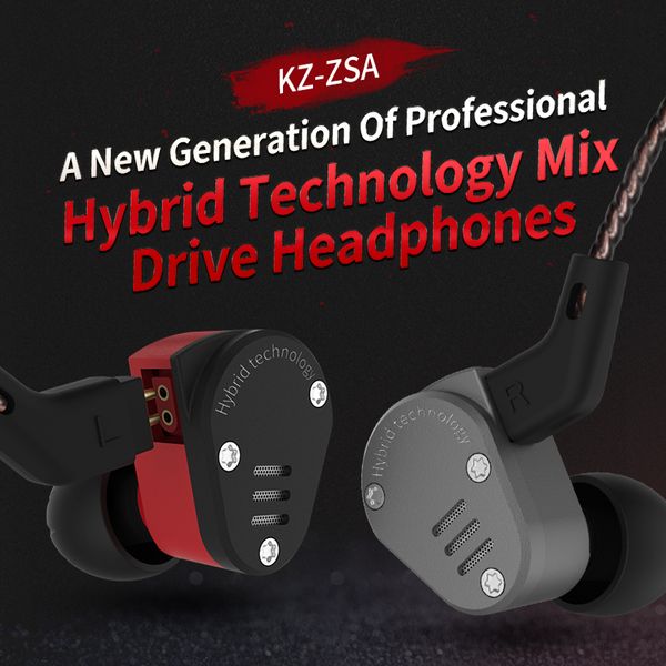 

kz zsa metal earphone armature and dynamic hybrid in ear headset monitors sport headsets earbuds hifi bass noise cancelling headphones