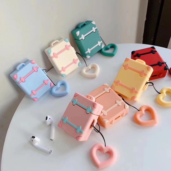 

fashion airpods cases protective cover with lanyard retro suitcase style shockproof airpods cases earphone case protector 7 styles wholesale