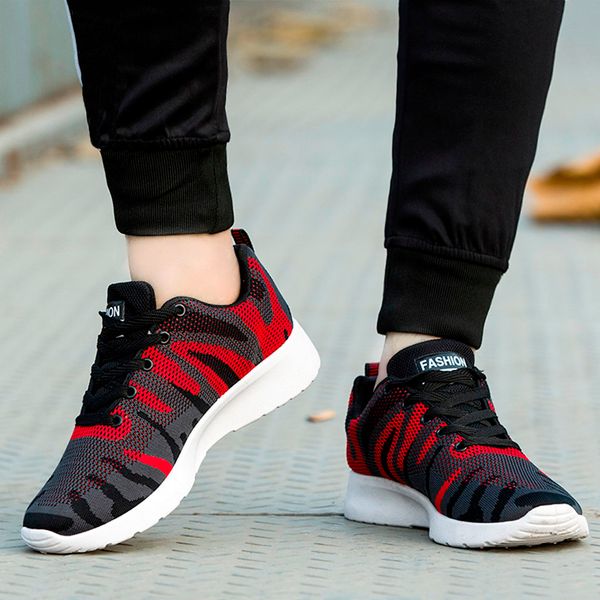 

sneakers men sport shoes lace-up beginner rubber fashion mesh round cross straps running shoes zapatillas hombre deportiva #xtn
