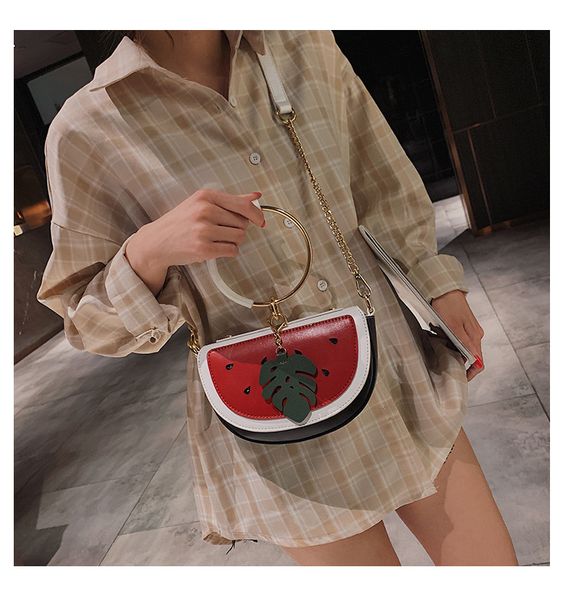 

jiulin on the new small bag women 2019 new texture summer watermelon fruit girl shoulder bag portable slung chain
