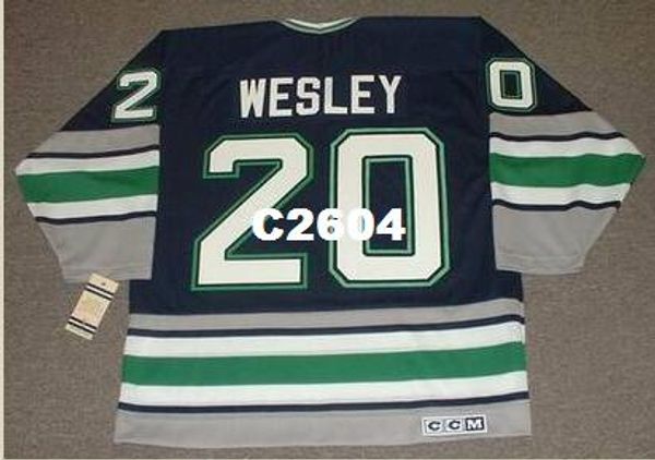 

men #20 glen wesley hartford whalers 1995 ccm vintage retro hockey jersey or custom any name or number retro jersey, Black;red
