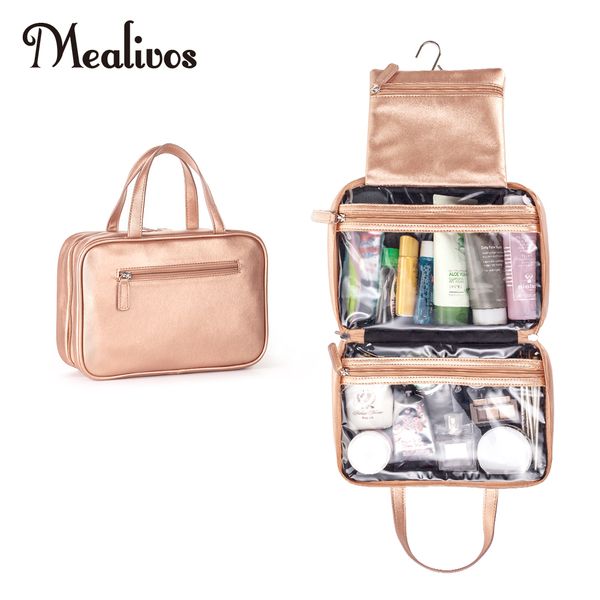 

mealivos rose gold large versatile travel cosmetic bag - perfect hanging travel toiletry organizer y190702, Black;red
