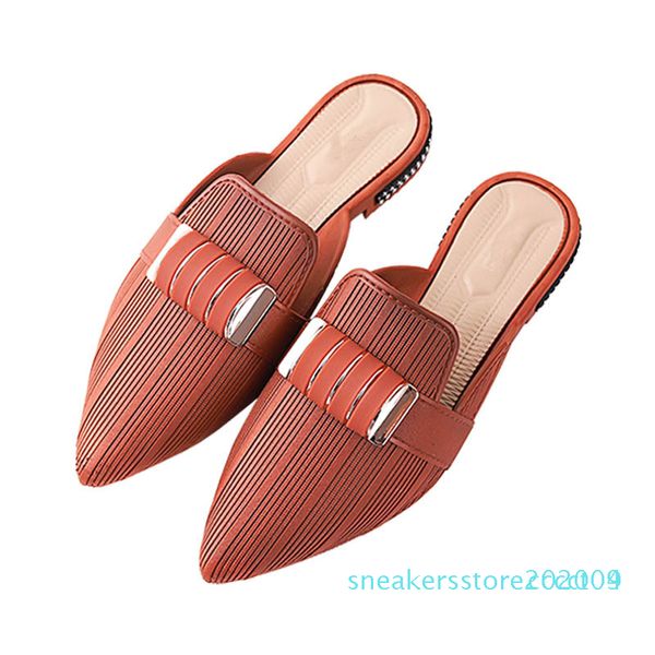 

новая мода летние тапочки слайды обувь металлические мулы обувь острым носом тапочки леди квартиры острым носом женщины черный s09, Black