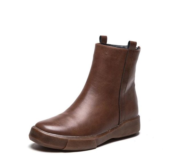 

womens plus cotton winter boots women snow boots retro ankle boots vintage back zipper shoes ladies slip-on flats zy904, Black