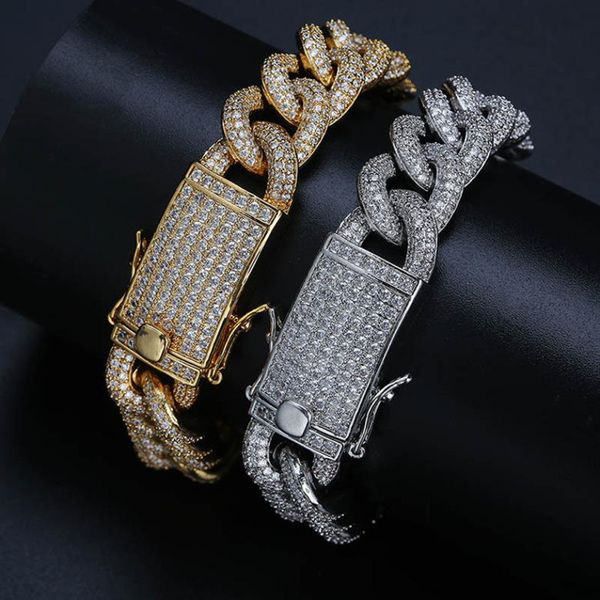 

модные браслеты ювелирные изделия 2019 новый изысканный bling циркон проложили браслеты модные 18k позолоченные хип-хоп звено цепи браслеты, Black