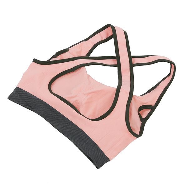 

women seamless sport bra comfortable bra push up for yoga sports sleep fitness clothing-baby pink, White;red