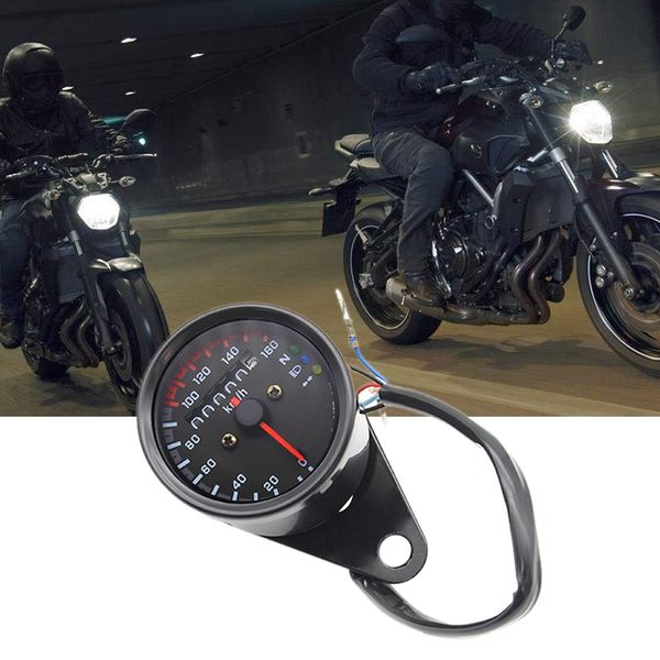 

12v motorcycle 0-160 km/h speedometer with led indicator odometer ,universal cafe racer gauge,single indicator (black