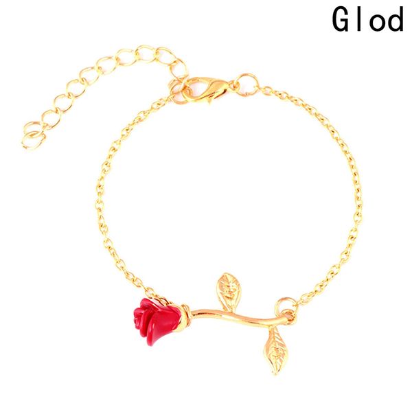 

rose bracelet simple charms flower alloy bracelets bangles red rose accessories design for sophisticated women jewelry gift, Black