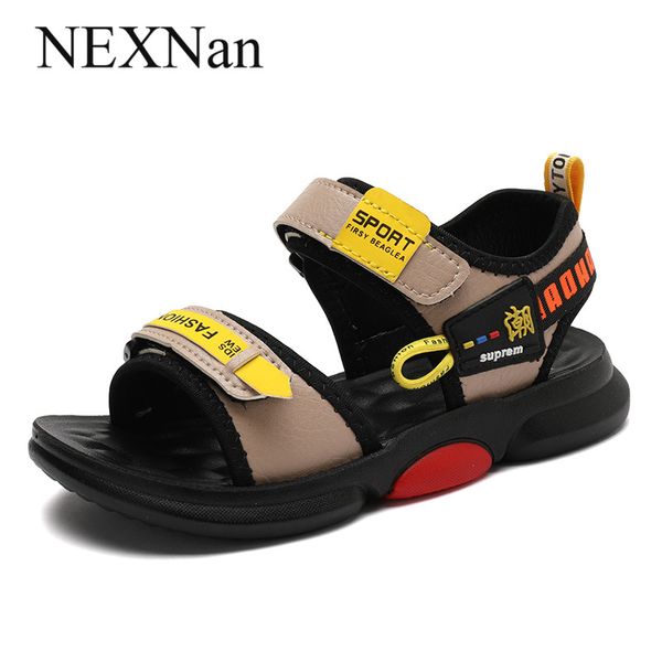 

nexnan boys sandals for children shoes kids sandals girls shoes summer beach breathable open-toe hook&loop anti-slippery 2020, Black;red