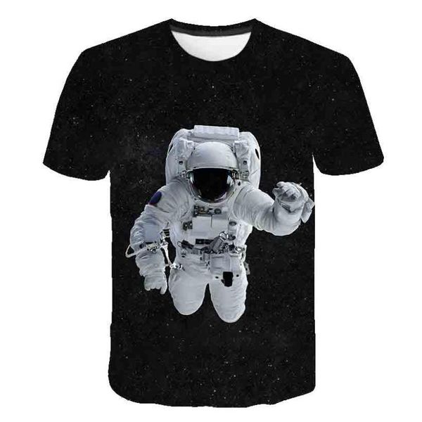 

summer t shirt men streetwear round neck short sleeve tees funny male clothes casual space astronaut 3d print tshirt, White;black
