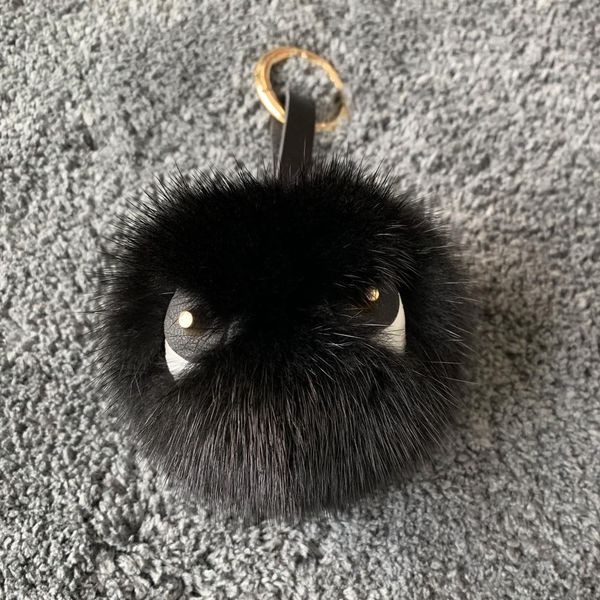 

real fur keychain mink monster jewelry plush ornaments fur bag pendant gifts cute keychain key chain luxury, Silver