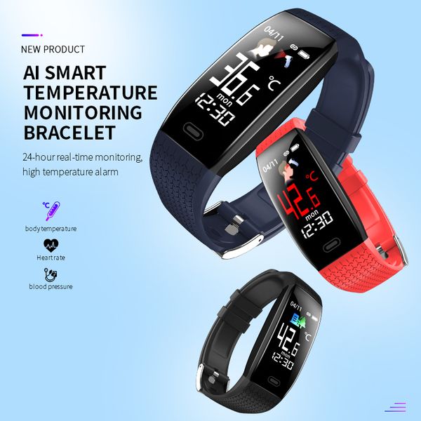 

vk-t5 temperature measurement smart watch factory wholesale wristbands bluetooth smart sports movement bracelet fitness tracker wristwatch