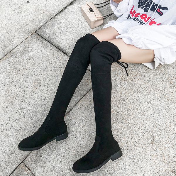 

small overknee boots increase boots high woman increase elastic, Black