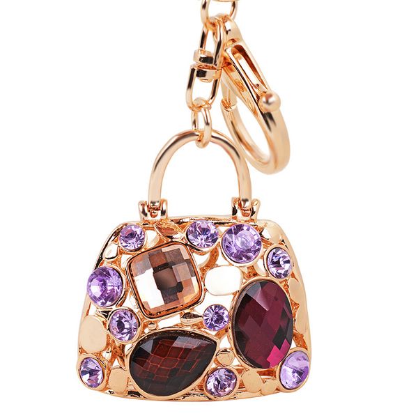 

authentic portable crystal gem small bag pendant metal keychain pendant spot, Silver