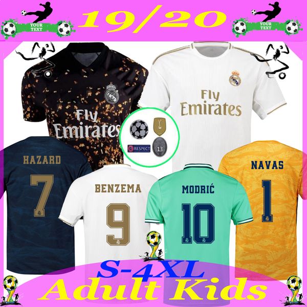 

2019 20 real madrid soccer jersey hazard home away soccer shirt asensio isco marcelo madrid 19 20 kids kit football uniforms, Black;yellow