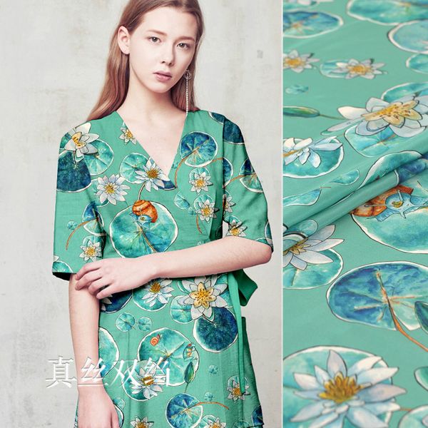

140cm wide chinese silk fabric meter anti-wrinkle silk crepe de chine fabric 16mm shirt dress wholesale cloth, Black;white
