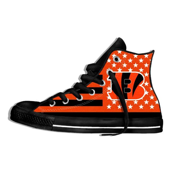 

параграф unisex обувь бенгалз high top печать раскрашенный холст обувь для cincinnati футбольных болельщиков кроссовки спорт