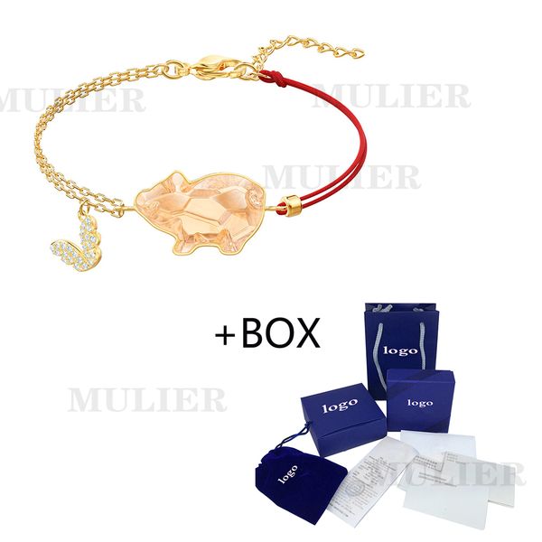 

mulier original pets pig bracelet women joker elegant and exquisite shiny crystals for lovers bracelets accessories, Black