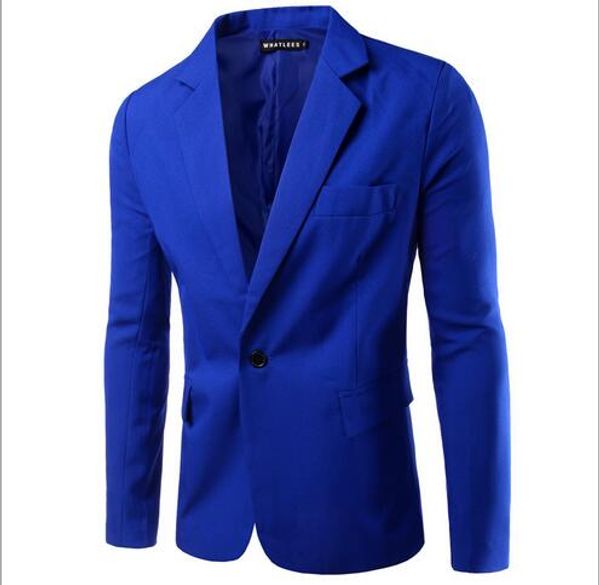 

2018 new men's large size suit seven colors europe and america solid color single row one button casual blazers, White;black