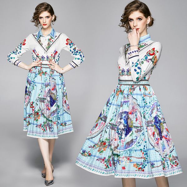 

quality spring fall runway dress women luxury long sleeve lapel neck party prom floral ladies elegant dress casual office designer dresses, Black;pink