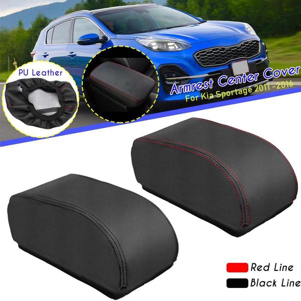 

pu leather seat armrest box pad cover car center console covers for kia sportage 2011 2012 2013 2014 2015 2016