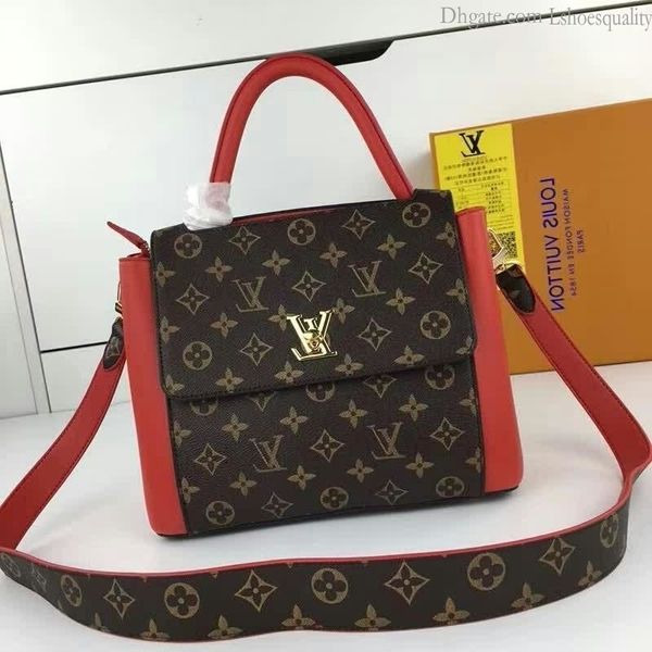 

2019 m55019 fashion canvas with calfskin red brown handbag shoulder bags hobo handbags handles boston cross body messenger shoulder bags