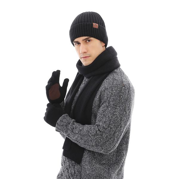 

new arrived designer mens gloves luxury hat for men fashion warm hats scarves gloves three-piece for winter brand three-piece set wholesale, Blue;gray