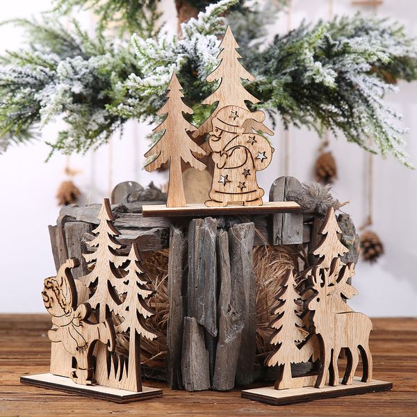 

wooden christmas desk ornament diy elk snowman santa wood table ornaments xmas ornament home deskdecoration