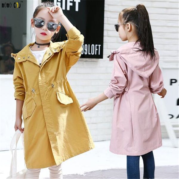 

autumn long coat jakcets for girl hooded full sleeve casual windbreaker fall child clothes kids costume 5 6 7 8 9 10 11 12 years, Blue;gray