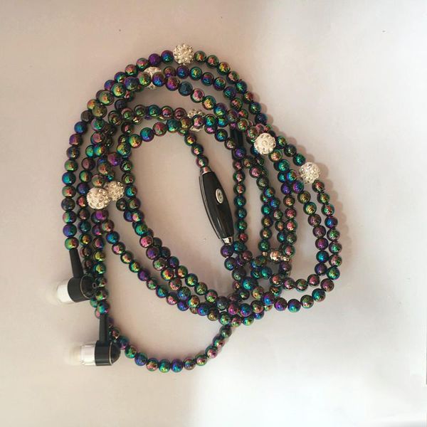 

fashionable jewelry pearl necklace earphones mic beads 3.5mm in-ear headphone with mic for mobilephone