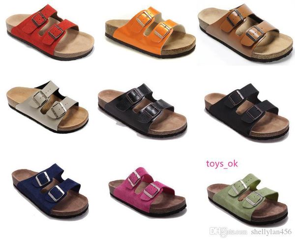 

popular cow leather shoes price wholesale casual two buckle with original shoes box arizona summer beach genuine leather slipper