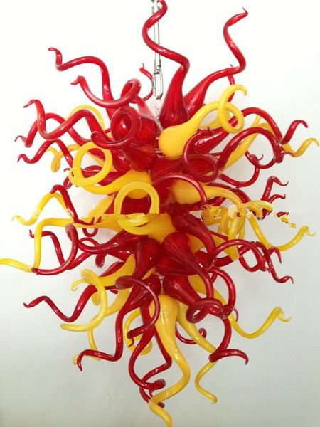 

red and yellow glass chandelier ce/ul led light source italy foyer room decor style murano glass chandelier modern