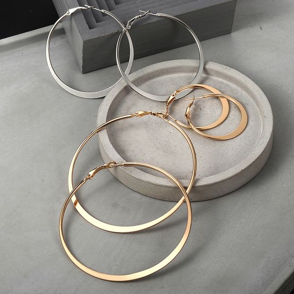 

3pairs 5mm hoops earrings for women polished silver gold filled thin round hoop earring jewelry 2018 diameter 20/40/60mm lgem20, Golden;silver