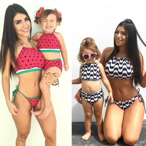 

itfabs 2017 summer family match swimsuit mother and daughter print bikini set toddler kids swimming bathing suit swimming