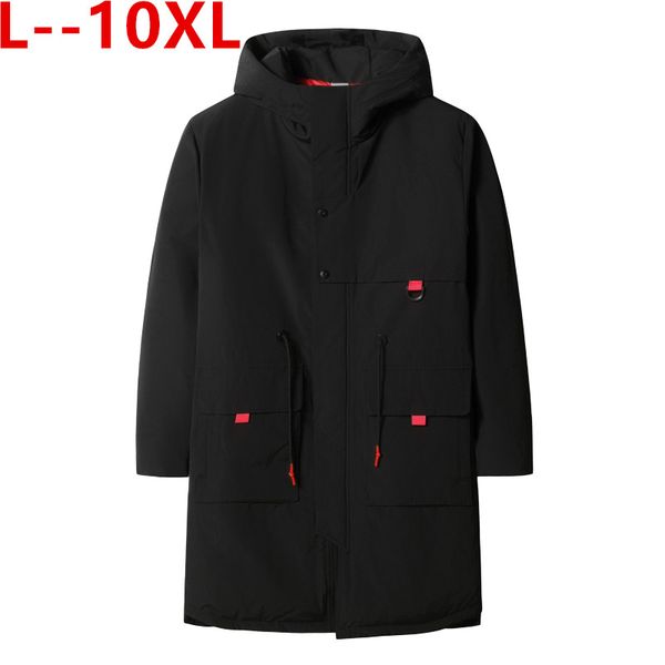 

plus size 10xl 8xl 6xl 5xl brand winter jacket men long parka jacket thick hat parka coat men quilted winter coat clothes, Black
