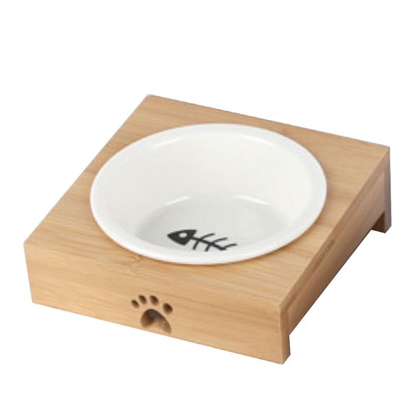 

bamboo elevated dog and cat pet feeder for small pet dogs and cats kitten