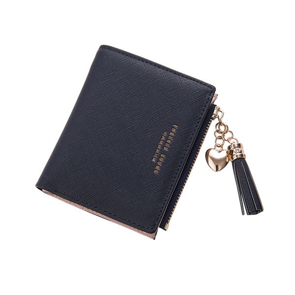 

2018 tassel women wallet small cute wallet women short leather wallets zipper purses portefeuille female purse clutch, Red;black