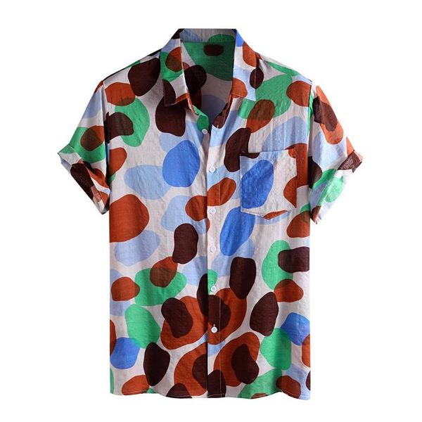 

fashion printed 2020 summer shirts ethnic style plus size streetwear mens blouse hawaiian casual shirt men chemise homme, White;black