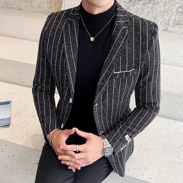 

2020 мужского горячей полоса blazer slim fit мужчина для мужского blazer 3-цветного рукав классического ретро m-3xl, White;black