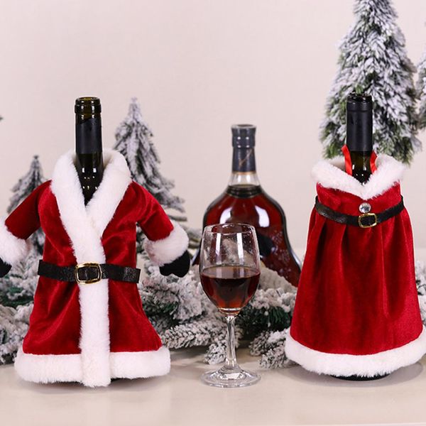 

christmas dress gown champagne wine bottles cover sleeve table dining decor bring strong festive atmosphere dress gown design