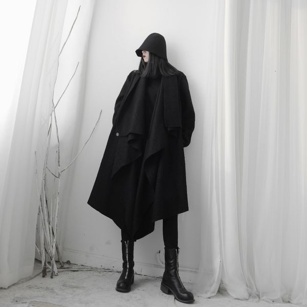 

women black symmetrical big size trench new lapel long sleeve loose fit windbreaker fashion utumn winter 2020 19-a572, Tan;black