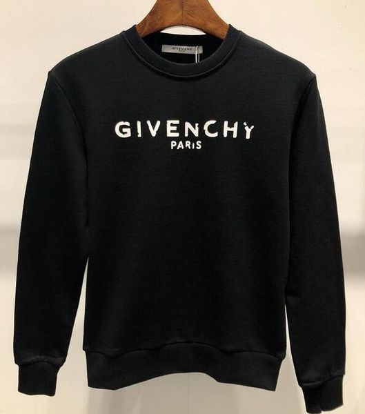 

design luxury 18ss europe blurred paris sweatshirts france fashion black felpa sweatshirt with white vintage-effect print men women hooded