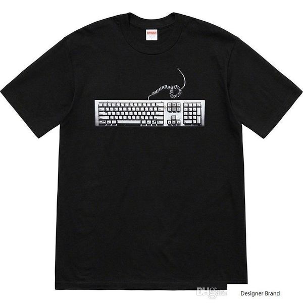 

2019 summer new 19ss keyboard tee black and white keyboard man and women models couples short-sleeved t-shirts, White;black