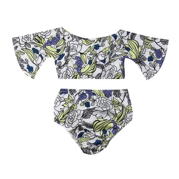 

новорожденный младенец baby girl одежда с плеча цветочный принт топы+шорты шт лето baby girls sunsuit наряд, White