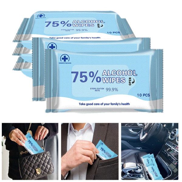 

10pcs/pack disinfection antiseptic pads alcohol swabs wet wipes skin cleaning care sterilization cleaning tissue wet wipes