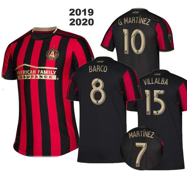 

thai quality 2020 atlanta united red home soccer jersey 19/20 garza jones villalba mccann martinez almiron away white football shirts, Black;yellow
