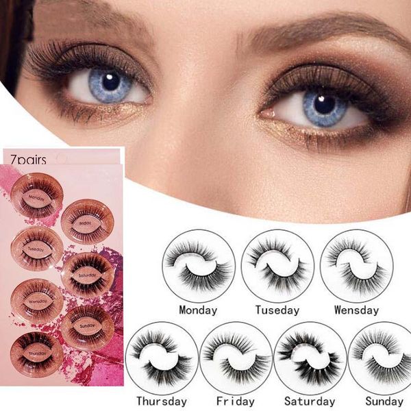 

new 7 pairs 3d mink lashes makeup natural false eyelashes hand made mink eyelashes full strip lashes fake eye lash