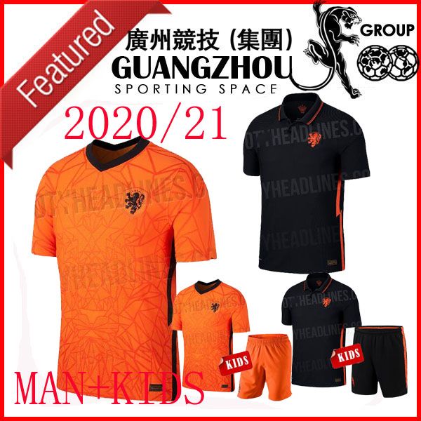 

2020 netherlands kids soccer jerseys de jong wijnaldum holland football kits shirt virgil 20 21 jersey strootman memphis men + kids sets, Black;yellow