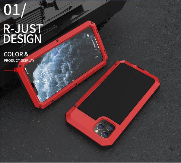 

ell for iphone 11 pro max cover waterproof metal case aluminum dirt shock proof mobile cell phone cases cover for iphone 8 x 6 7 plus